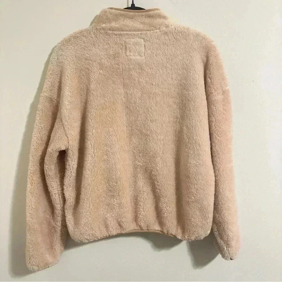 Elodie Tan Plush 1/2 Zip Jacket Size S Women's Fleece Sweatshirt Sweater Cozy - Picture 8 of 10